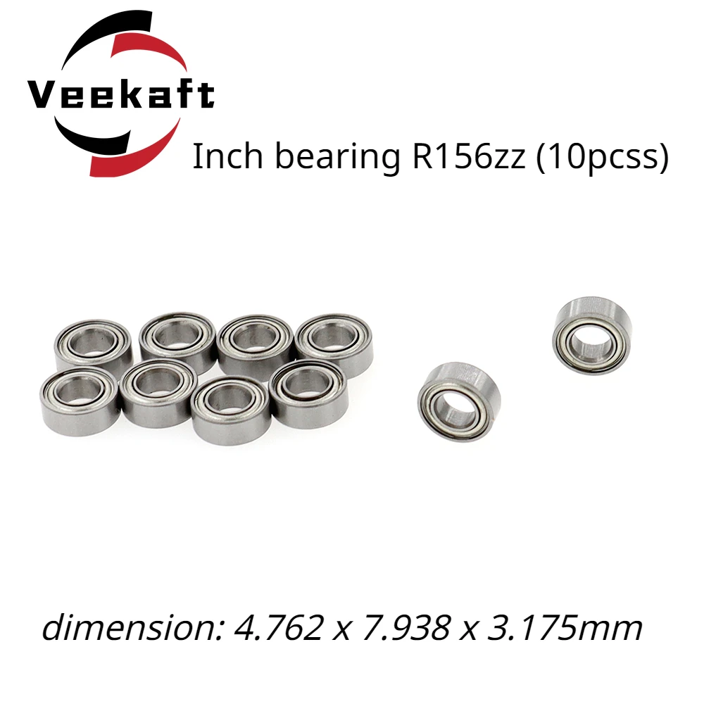 Veekaft  Inch Bearing R156zz 10pcs. Dimension 4.762mmx7.938mmx3.175mm  CNC Specialized Bearing