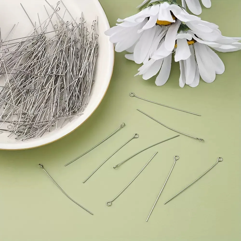 200PCS Mini Metal Wire Eyepins for DIY Craft Beading