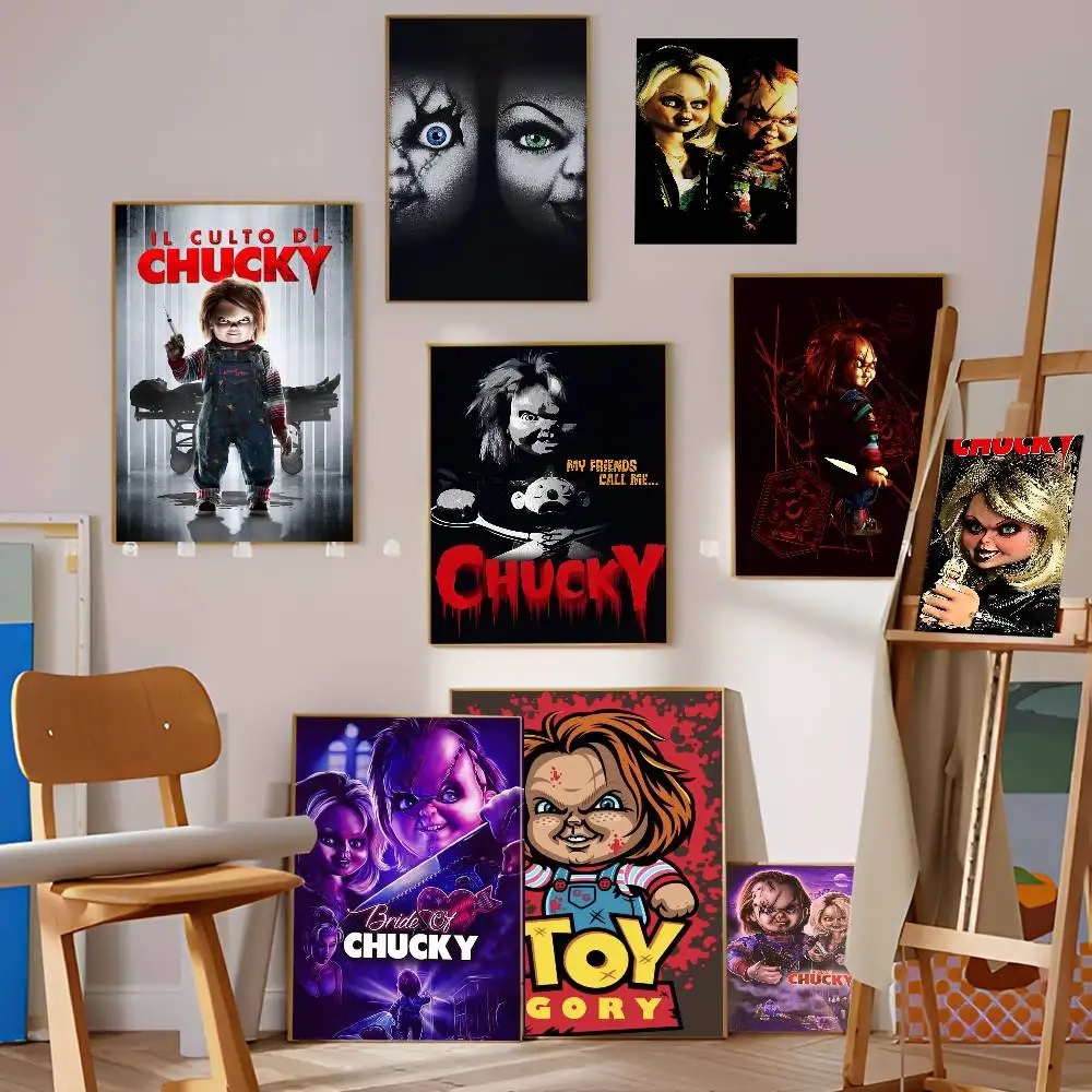 B-bride of C-chucky Movie Sticky Posters Retro Kraft Paper Sticker DIY Room Bar Cafe Aesthetic Art Wall Painting
