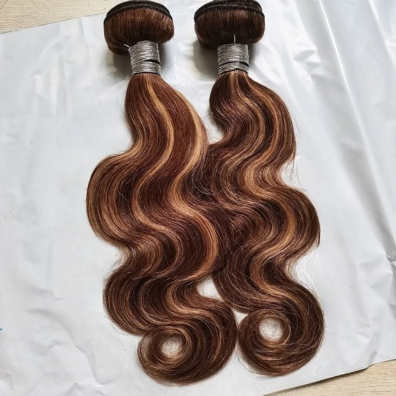 30인치 P427 하이라이트 바디 웨이브 인모 번들 100g/개 더블 웨프트 헤어 익스텐션 12A 등급 풀 엔드 브라질리언 버진 헤어
