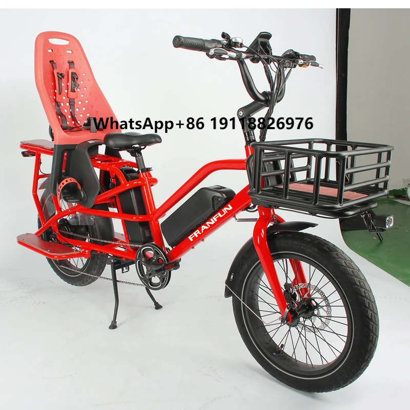 

Bicicleta Bike Long Range 100KM 20 Inch Cargo Electric Bicycles Long Seat 2 Child Seats