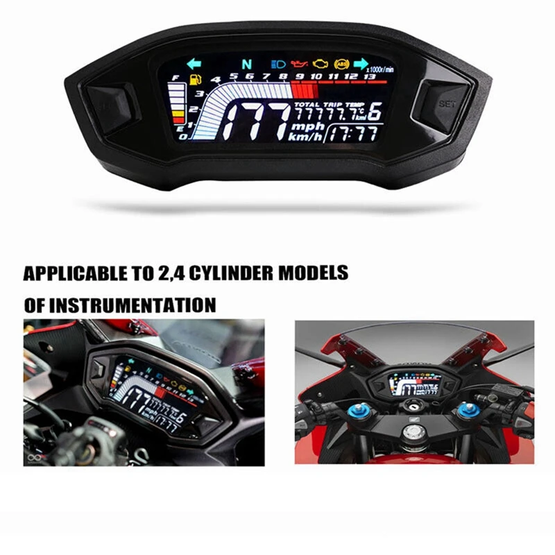 Motorcycle LCD Digital Odometer LED Speedometer Universal For 2, 4 Cylinder Model Motorcycle Parts Supplies