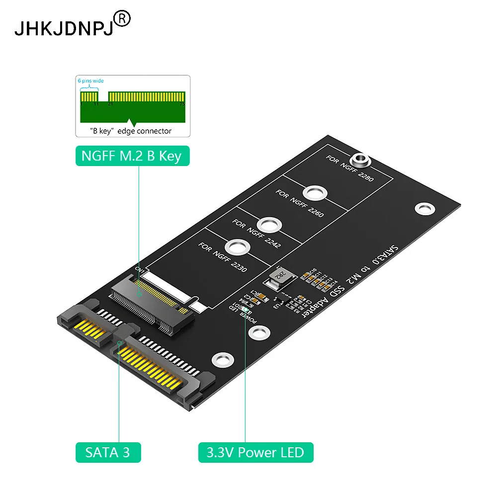 10PCS M.2 NGFF to SATA3.0 Adapter Card M2 SATA B Key/B & M Key SSD Converter NGFF M2 to 2.5 Inch SATA III Drivers