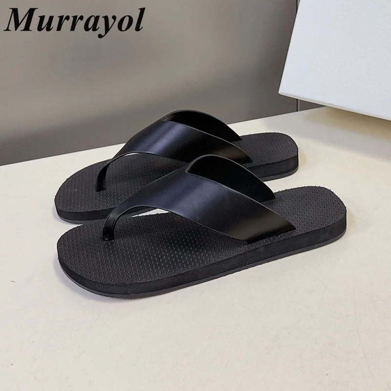 

Flip Flops Flat Bottom Split Toe Slippers Women Real Leather Sandals Lazy Slides Summer Ladies Seaside Vacation Beach Shoes 2026