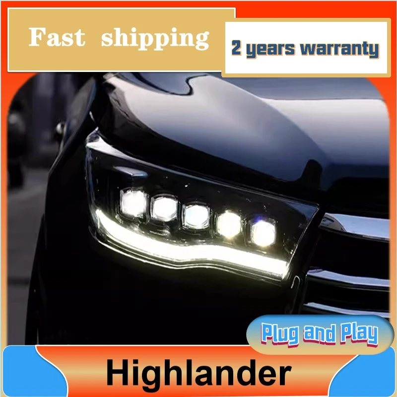 

Car Styling for Toyota Highlander Head Lights 2015-2017 Highlander Headlight DRL Turn Signal Low High Beam Projector Lens