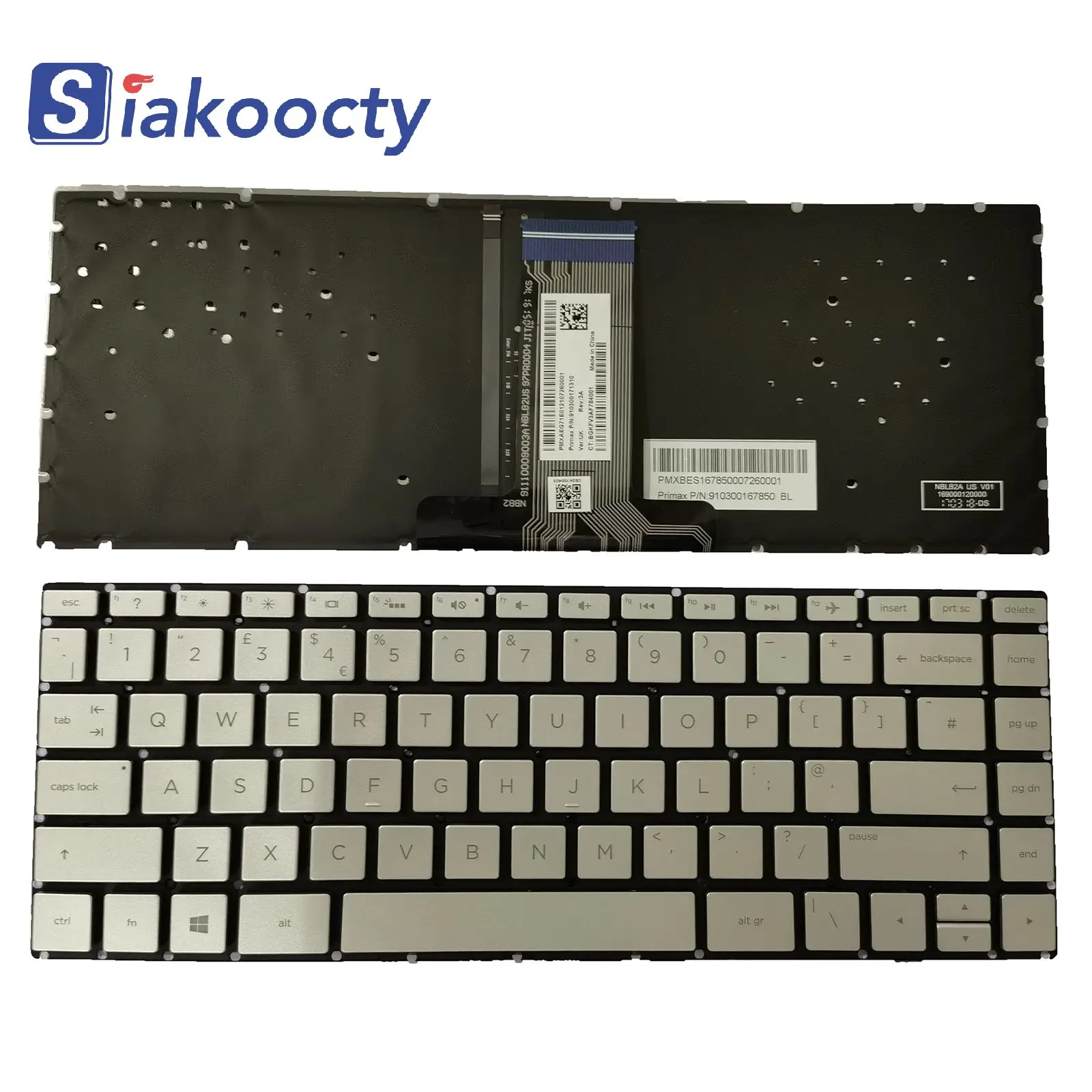 

Клавиатура для HP Pavilion X360 14-BA 14T-BA 14M-BA 14-BS 14-BW, английская подсветка, серебристая