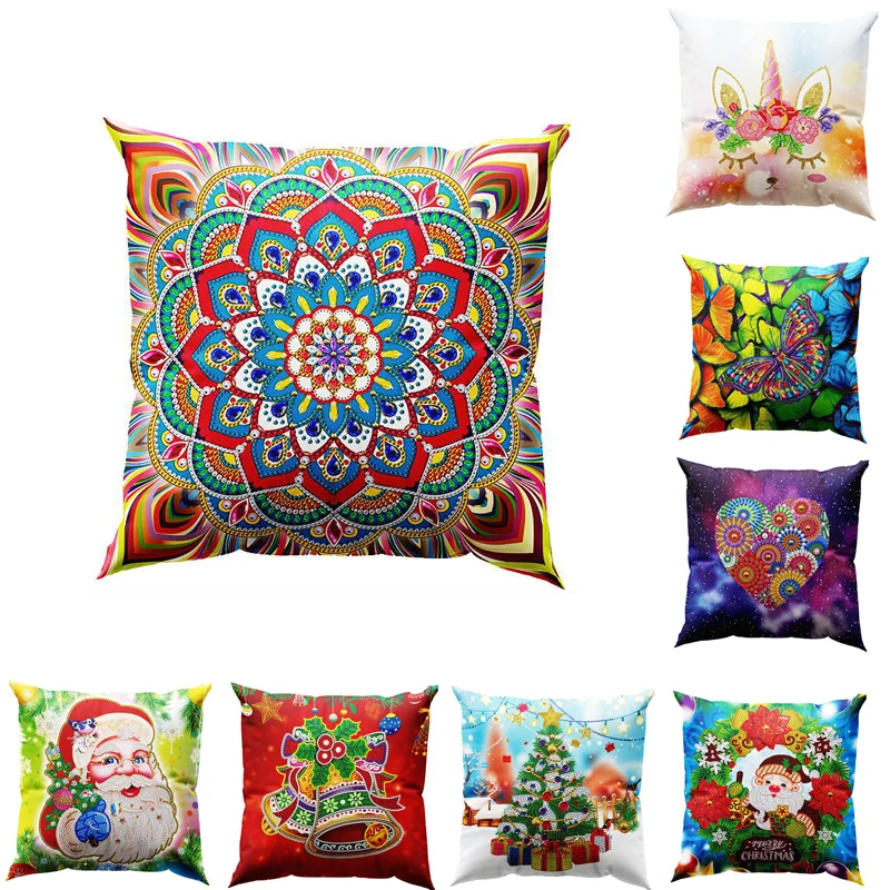 New Diy Mandala Special Shaped Diamond Painting Pillow Case Craft Kits Crystal Diamond Pillowcase Christmas Gift Home Decoration