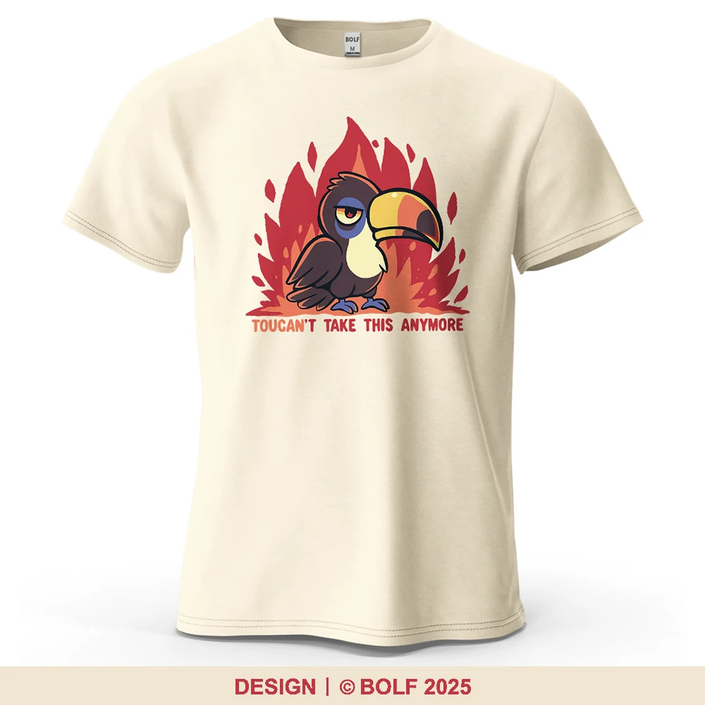 Toucan't Take This Anymore Cartoonish bedrucktes Herren-T-Shirt aus 100 % Baumwolle, übergroße, lustige Grafik-T-Shirts für Damen, T-Shirts, Streetwear