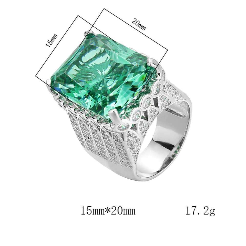 Anello da donna con diamante quadrato verde Para Pietra principale 15 * 20 Articoli di spedizione gratuiti Regalo di gioielli Anelli in acciaio inossidabile di cristallo per le donne