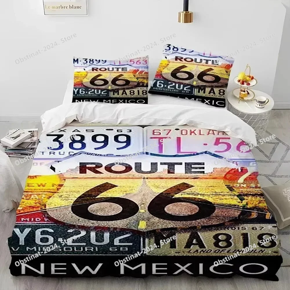 

Historic Route 66 Mother Road Bedding Set Duvet Cover Bed Set Quilt Cover Pillowcase Comforter king Queen Size Boys Adult
