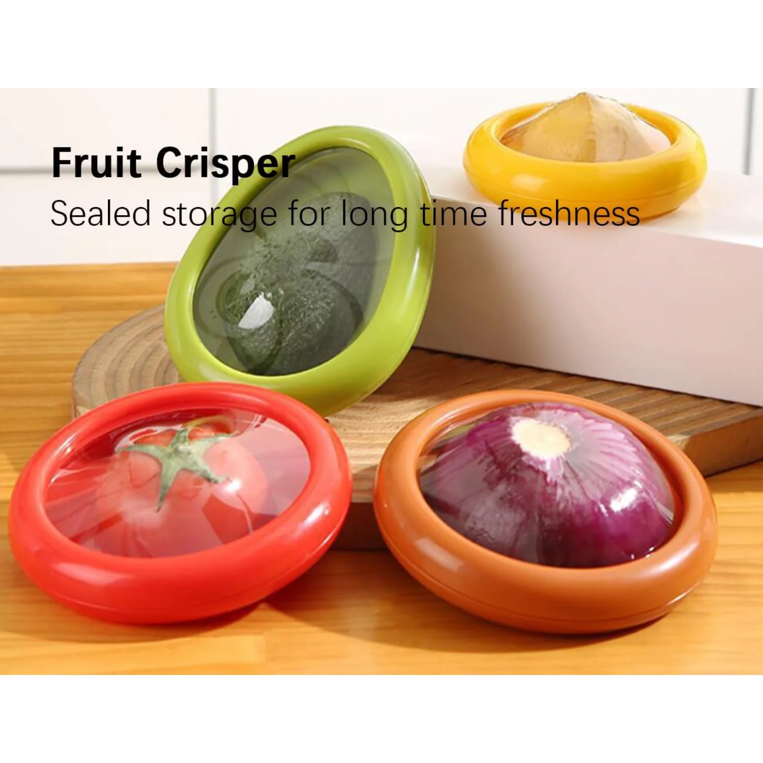 Fruit and Vegetable Anti-Oxidation  Box,4Pack Silicone Fruit  Box,Fruit  Containers for Fridge,Silicone Fruit  Box  for Garlic,O