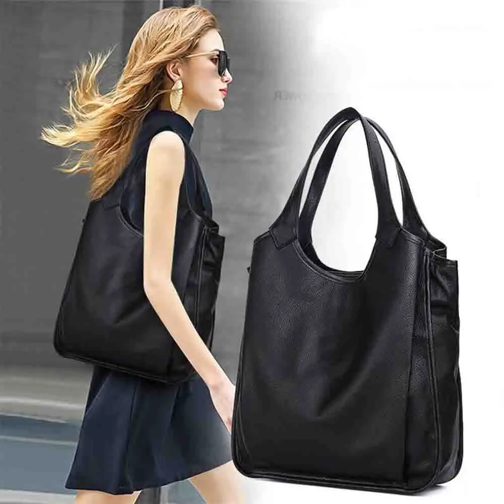 Motingsome Minimalism Style Women Genuine Leather Large Tote Luxury Cowhide Shopper Bag High Grade Ladies Daily Handbag 2023 New