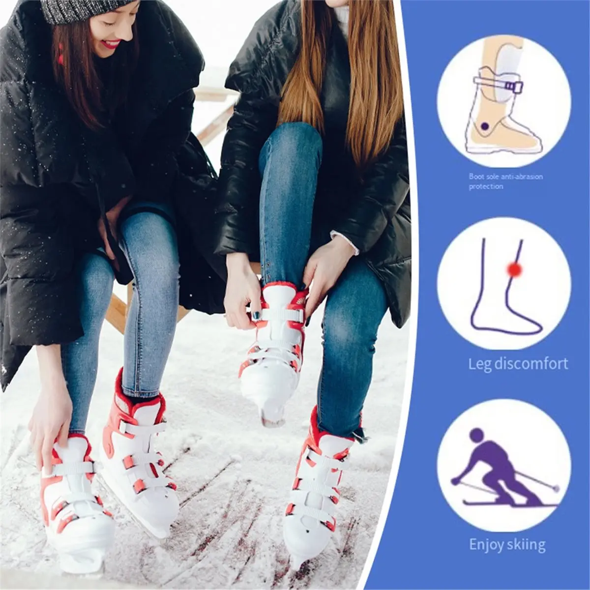 618 Mega Sale 2-Piece Shin Pads for Skiing, Shin Guards for Adult Ski Boots for Skiing for Children, Snowboarding, Football