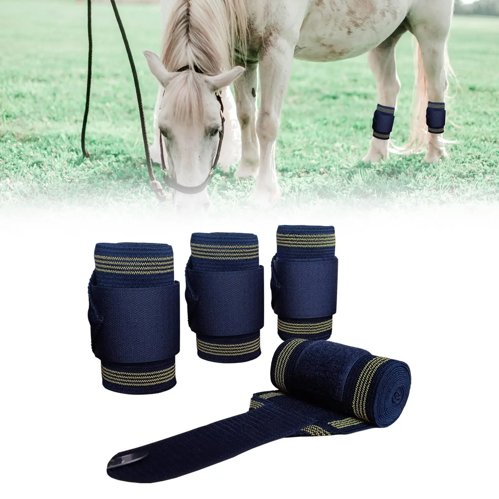 4Pcs Horse Leg Wraps Sticky Strap Equestrian Equipment Horse Boot Wrap Horse Leg Protection Leg Guards for Training Exercising