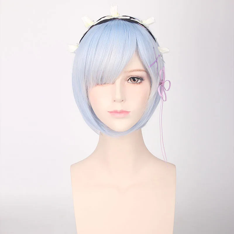 Starting from Scratch in Another World, the Ram Rem Cosplay Wig Simulates the Scalp Synthetic Fiber Wig - view 3