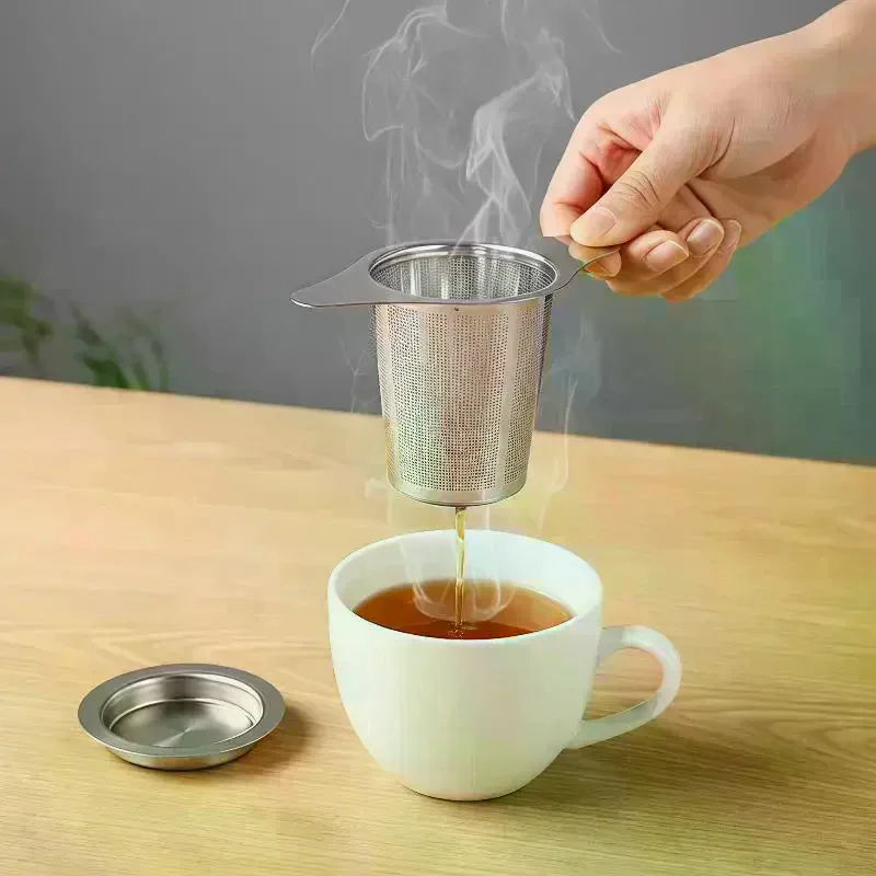 Loose Leaf Tea Infuser Stainless Steel Single/Double Handle With Lid Fine Mesh Leak Proof Hanging Coffee Filter Strainer