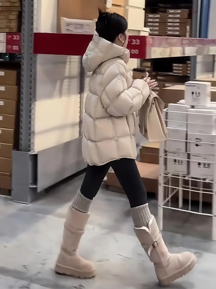 여성용 패딩 재킷 후드 브레드 슬레 코트 베이지 겨울 신상 출퇴근용 슬레 레귤러 슬레 롱 지퍼