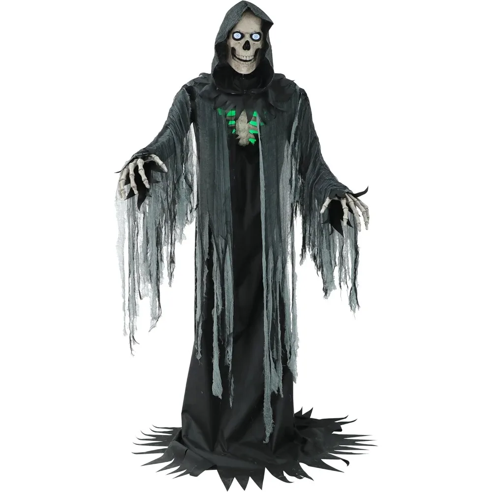 

Motion-Activated 10-Ft. Tall Towering Reaper, Plug-in Talking Scare Prop Animatronic with Spooky Sound Effects and Lights