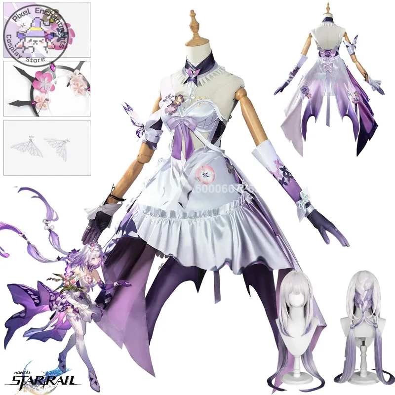 

Hot Sale Game Honkai: Star Rail Castorice Cosplay Costume New Anime Dress Crown Wig for Women Halloween Party Role Play ComicCon