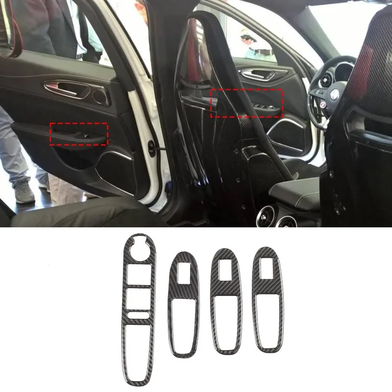 

Rear Window Regulator Frame for 2004-2011 Alfa Romeo 159 Window Switch Panel Frame Real Carbon Fiber (Soft) Car Accessories