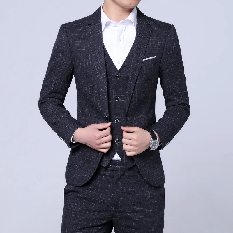 2024 High Quality Groom Suit (suit + Vest + Trousers) Fashion Wedding Dress Business Casual Handsome Slim Three-piece Set  M-5XL