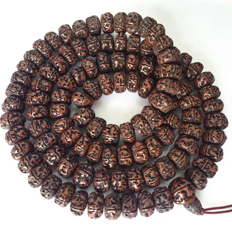 108 Big Oiled Rudraksha Bodhi Beads 15-17mm Tibetan Buddhist Mala for Man BRO575