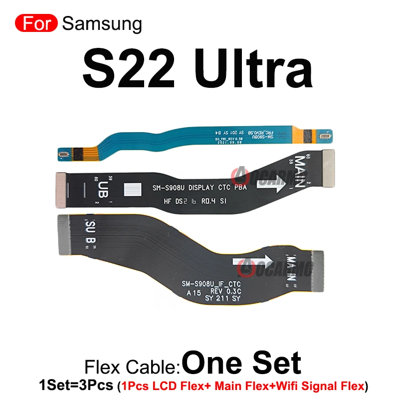 สําหรับ Samsung Galaxy S22 Ultra SM-S908U/B/F Wi-Fi สัญญาณเสาอากาศหลัก Board Connector เมนบอร์ดหน้าจอ LCD Flex Cable