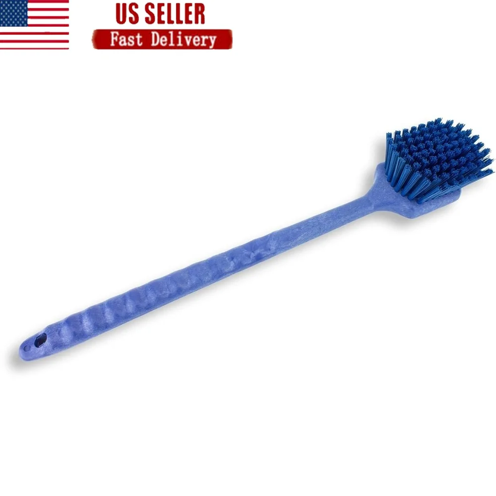 

Heavy Duty Scrub Brush with Long Handle Efficient Cleaning Kitchen Utility Brush Durable Oil Resistant Bristles Pack of 6
