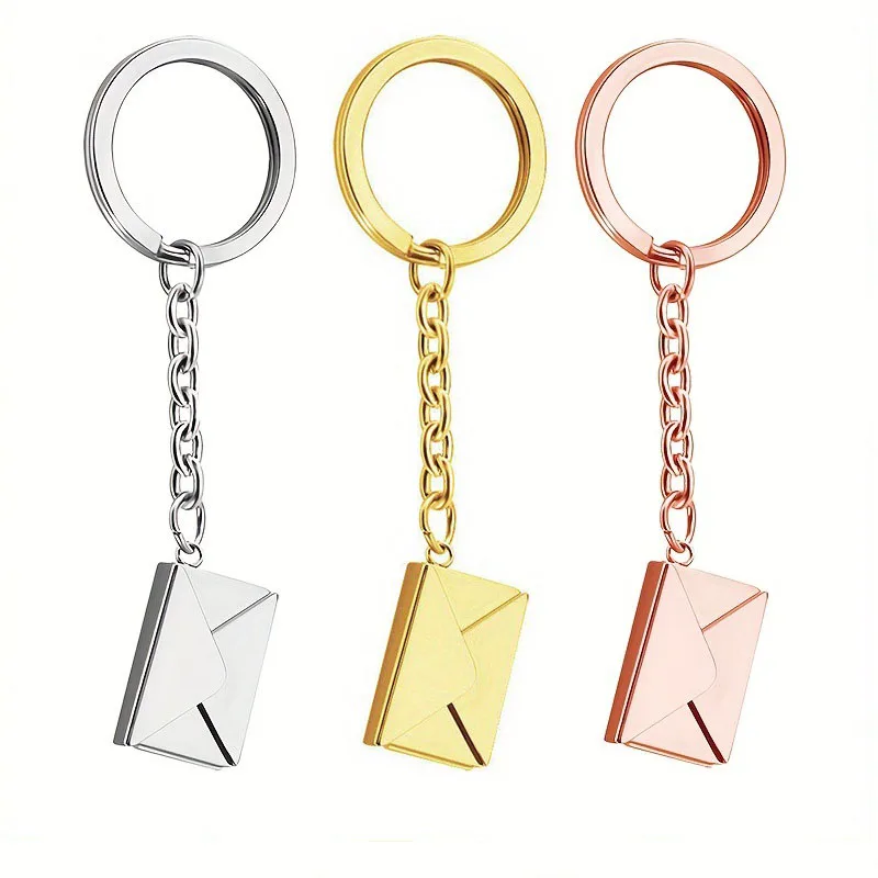 

Stainless Steel Envelope Keychain Blank For Engrave Metal Envelope Charm Keychain Key Ring Mirror Polished Wholesale 5pcs