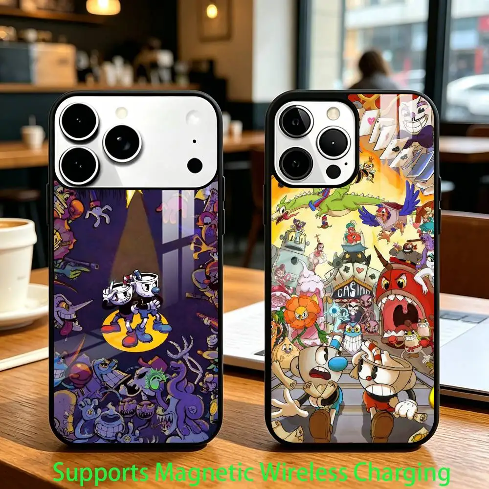Hot Cartoon The C-Cuphead Phone Case For iPhone17,16,15,14,13,12,11 Plus,Pro Allows magnetic wireless charging