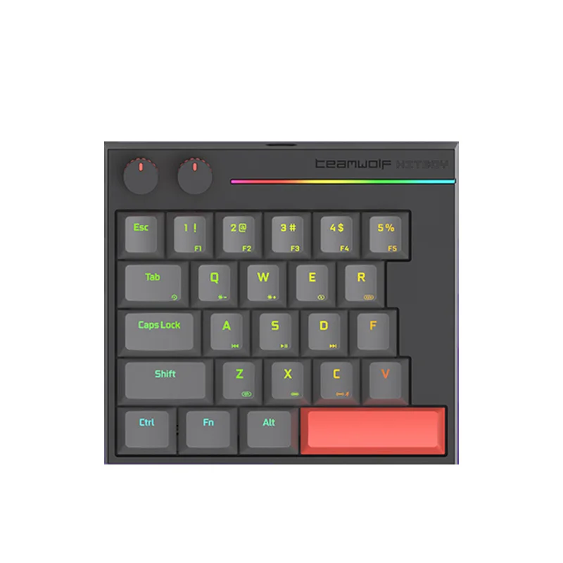 Wolf Pie Hitboy HK25 clavier mécanique conception à une main avec interrupteur à axe magnétique Option de montage de joint Hotswap pour les jeux