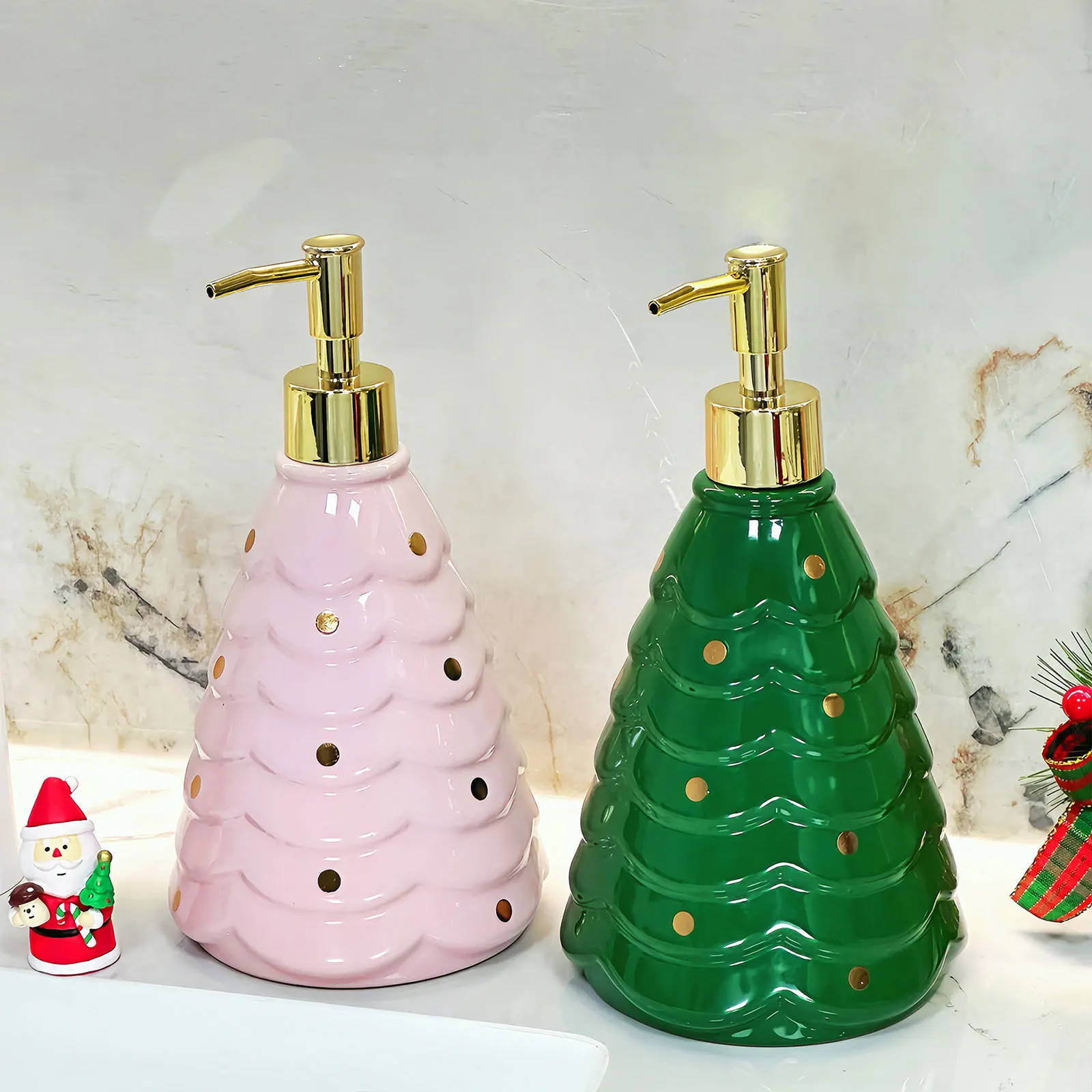 

Дозатор для мыла в виде рождественской елки, пустой ручной насос, контейнер для бутылки лосьона, Рождественский декор для отеля, дома, прачечной, столешницы, кухни