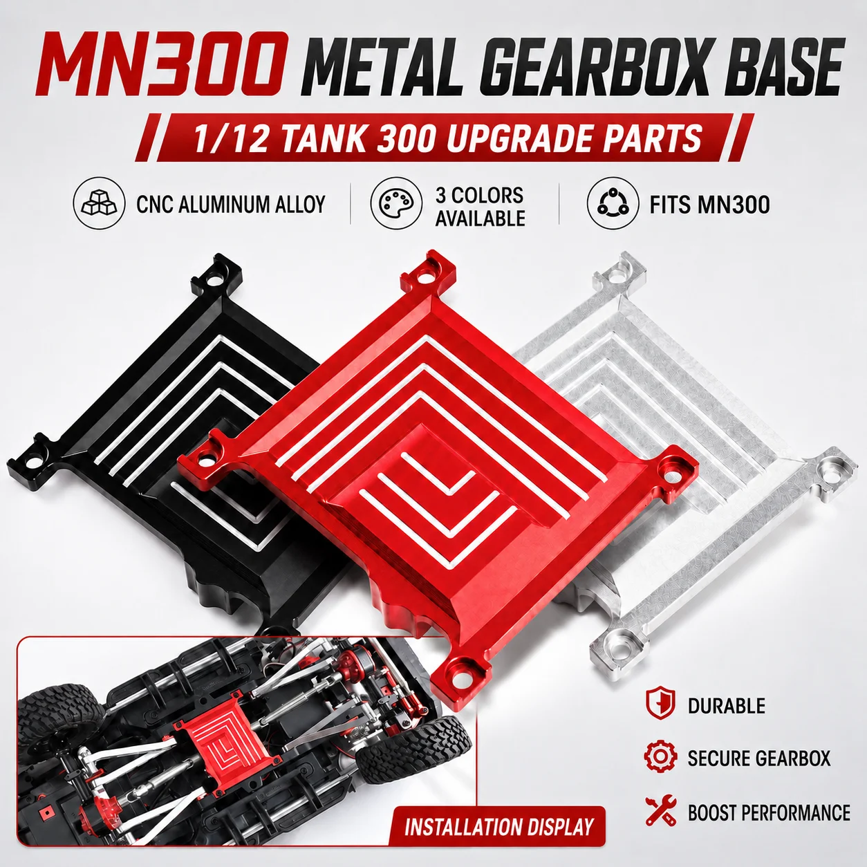 For MN MODEL MN300 Tank 300 MN212 1/12 RC Crawler Metal Gearbox Base Transmission Skid Plate Mount Upgrade Parts