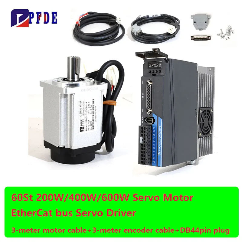 

200w 400w 600w Servo Motor Set+EtherCat Bus Servo Driver+3m Standard Cable 0.64N.M 1.27N.M 1.91N.M 3000RPM AC 220Vfor CNC