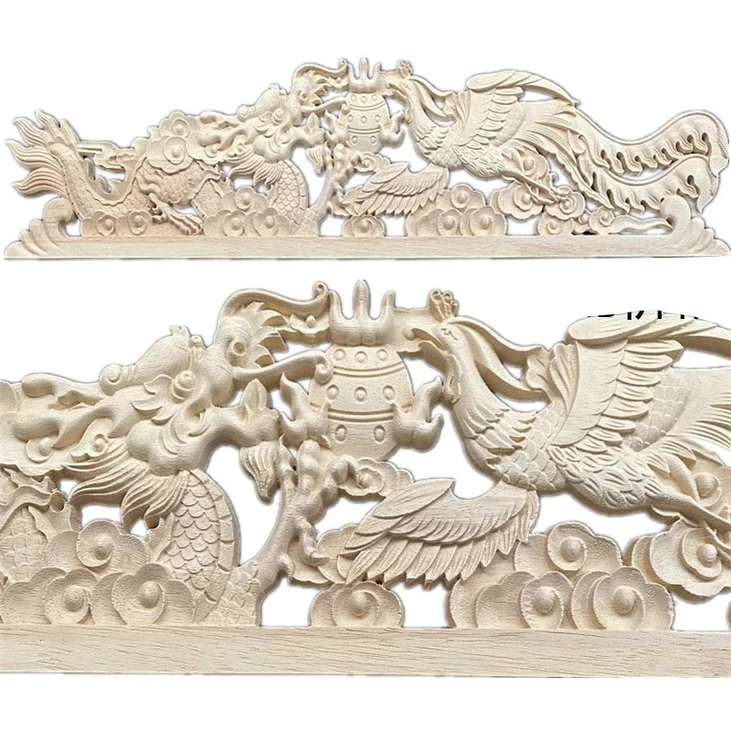 Chian Wooden Decoration Wood Carved Corner Onlay Applique Craft Furniture Door Wall Sticker Vintage Home Decor Figurine