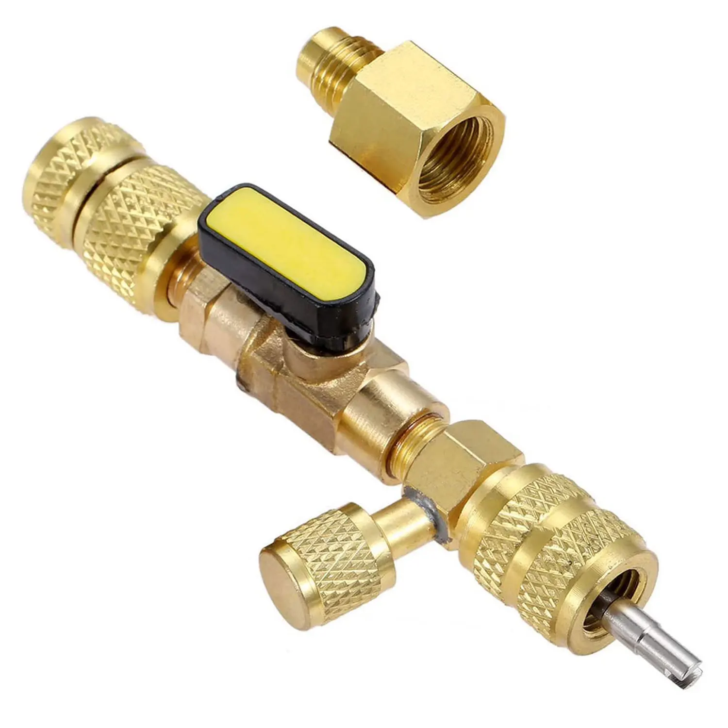 Ferramenta de Remoção e Instalação de Válvulas R410A R22 com Portas Duplas de 1/4 e 5/16 para Sistemas HVAC R404A R407C R134A R12 R32