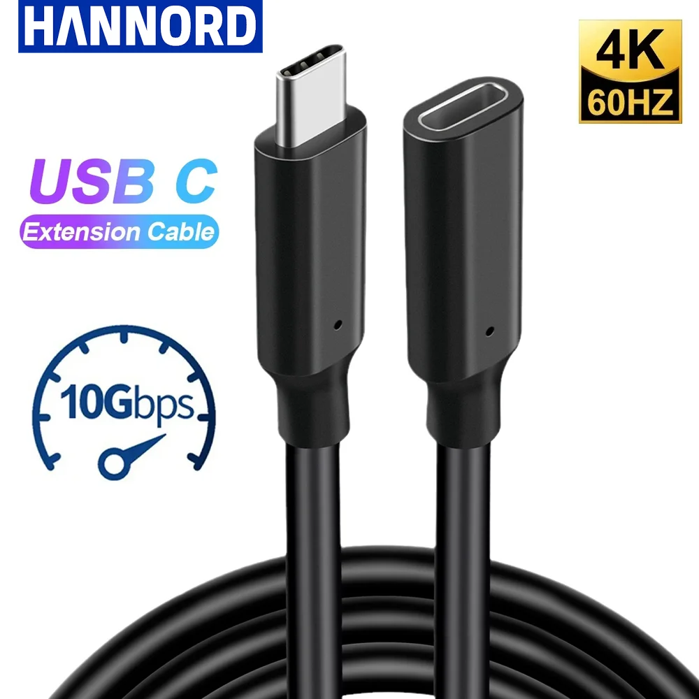 Przedłużacz USB C 3.2 100W PD 5A Przedłużacz typu C 4K @ 60Hz 10Gbps Thunderbolt 3 do Xiaomi Huawei Switch 0.5M 1M 2M