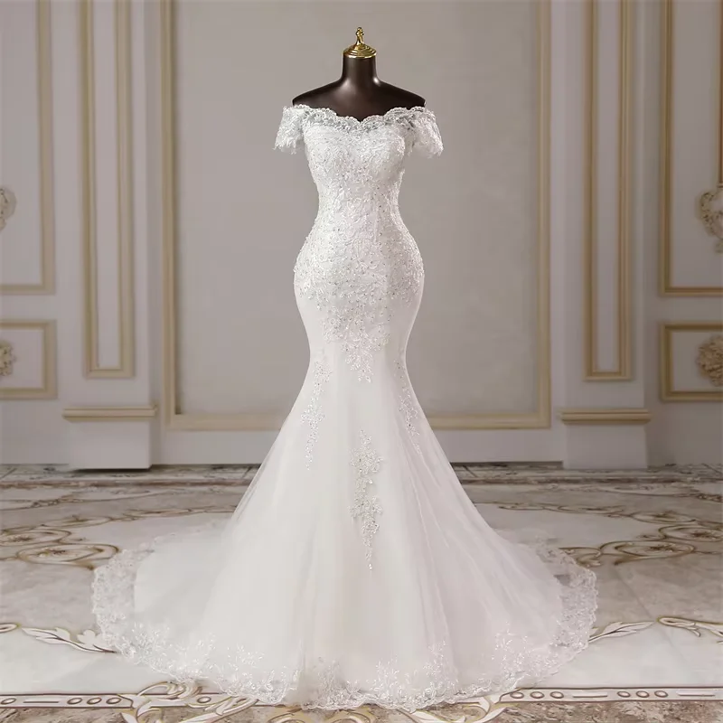 

Customized Sexy sweetheart style mermaid wedding dress short sleeve Party dress vestidos de novia Women's dress Bride dresses