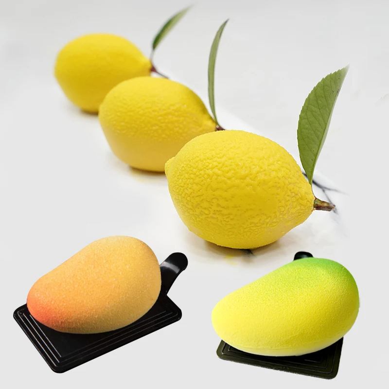 Fruits Design Silicone Cake Moulds Mango or Lemon Shaped Mousse Cake Molds Kitchen Food Grade Bakeware Dessert Decorating Tools