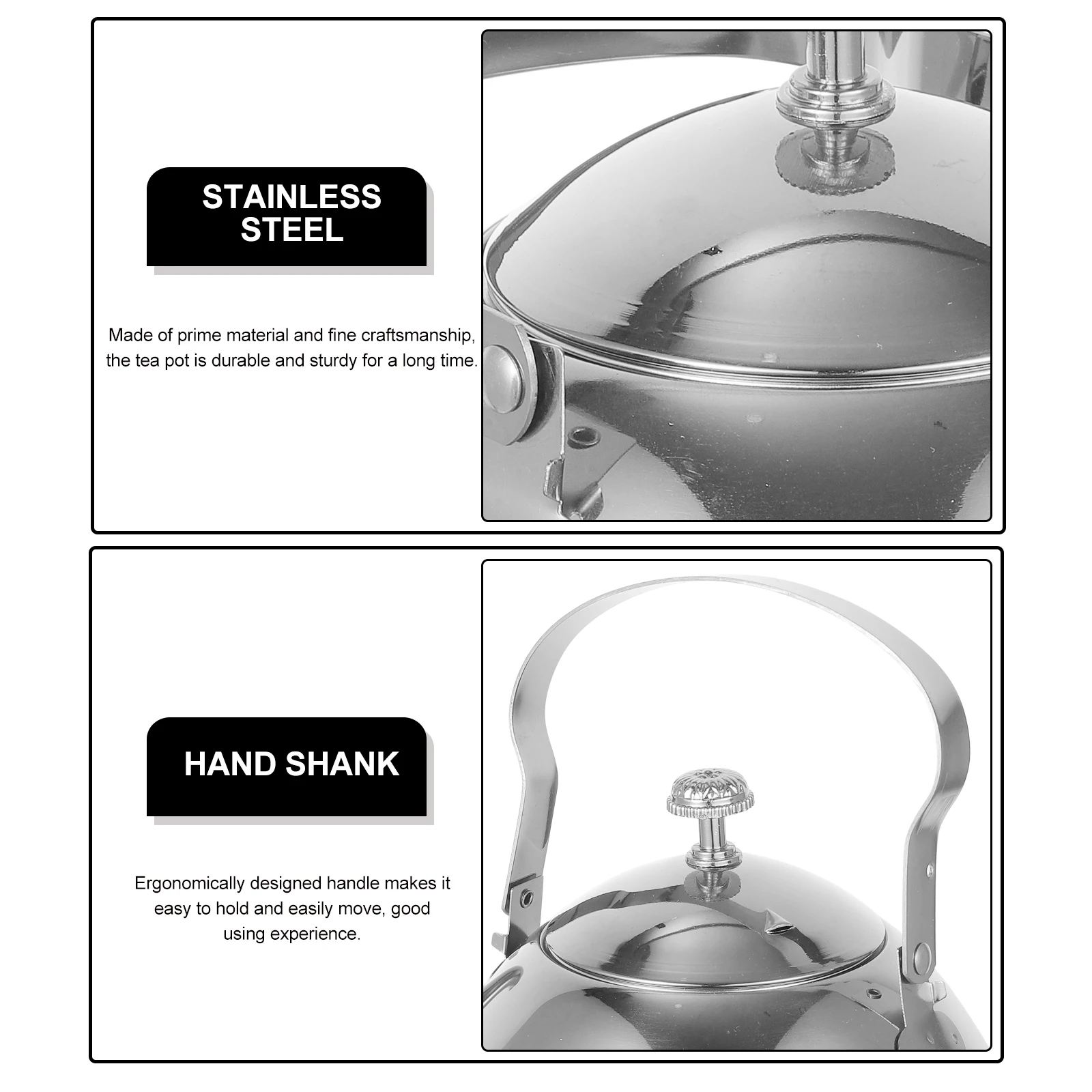 

1pc Thick Stainless Steel Tea Pot Kitchen Household Metal Water Kettle With Infuser Heat Resistant For Induction Cooker Large