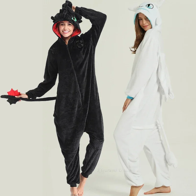 Adults Kigurumi Unicorn Onesies Toothless Dragon  Pajamas Jumpsuit Homewear Halloween Party Bear Cat Panda Cosplay Costume