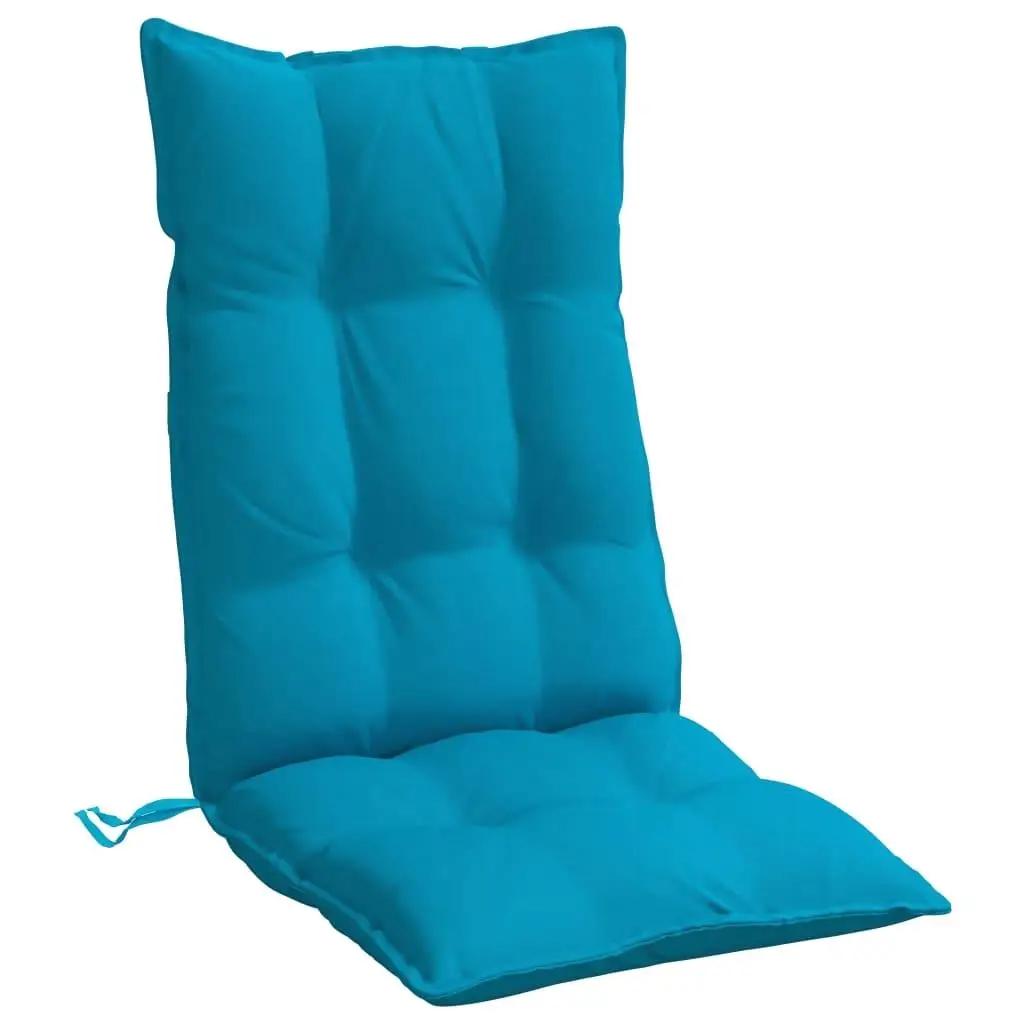 Set of 6 Light Blue Oxford Fabric Highback Chair Cushions - Comfortable & Durable Seating