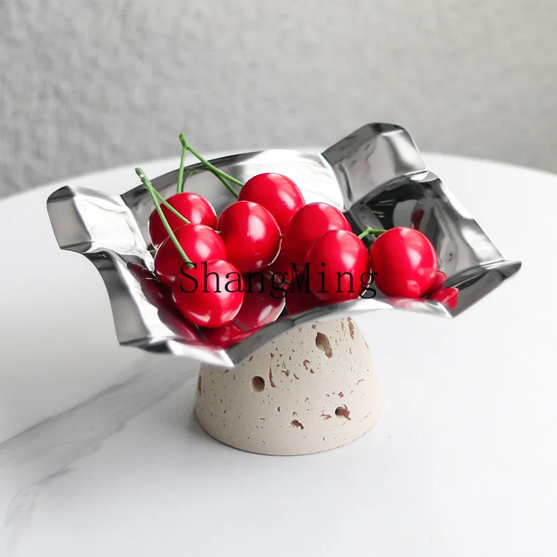 DSA light luxury metal irregular abstract fruit plate ornament model room coffee table snack plate home jewelry