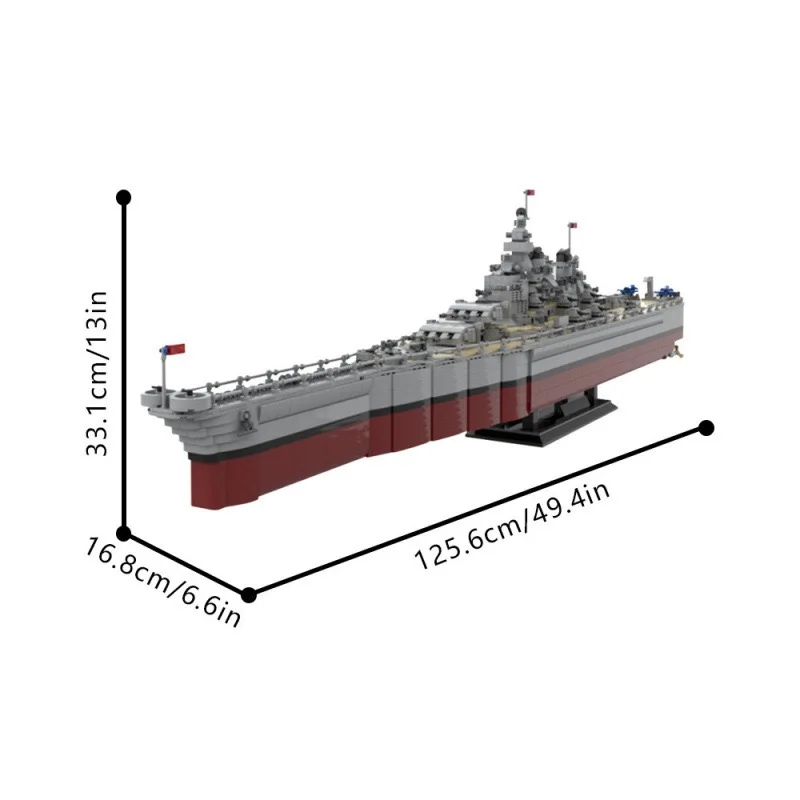 MOC WW2 U.S Missouri BB-63 Battleship Model Building Blocks Set Military Warships Navy Fleet Bricks Puzzle Toy Kid Holiday Gift