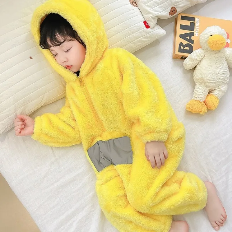 Hot Cartoon Teletubbies Series Coral Fleece Pajamas Winter Thickened Boy and Girls One-piece Pajamas Leisure Wear