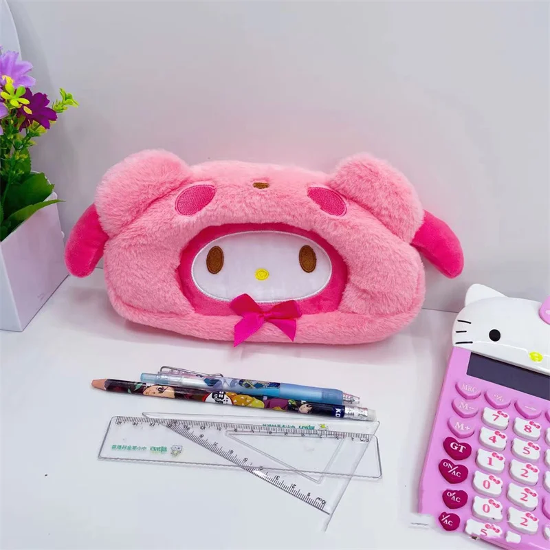 10 pcs/lot Sanrio Kawaii Animal Pencil Case Cute Plush Pencil Box Coin Purse Stationery Pen Cosmetic Bag School Supplies