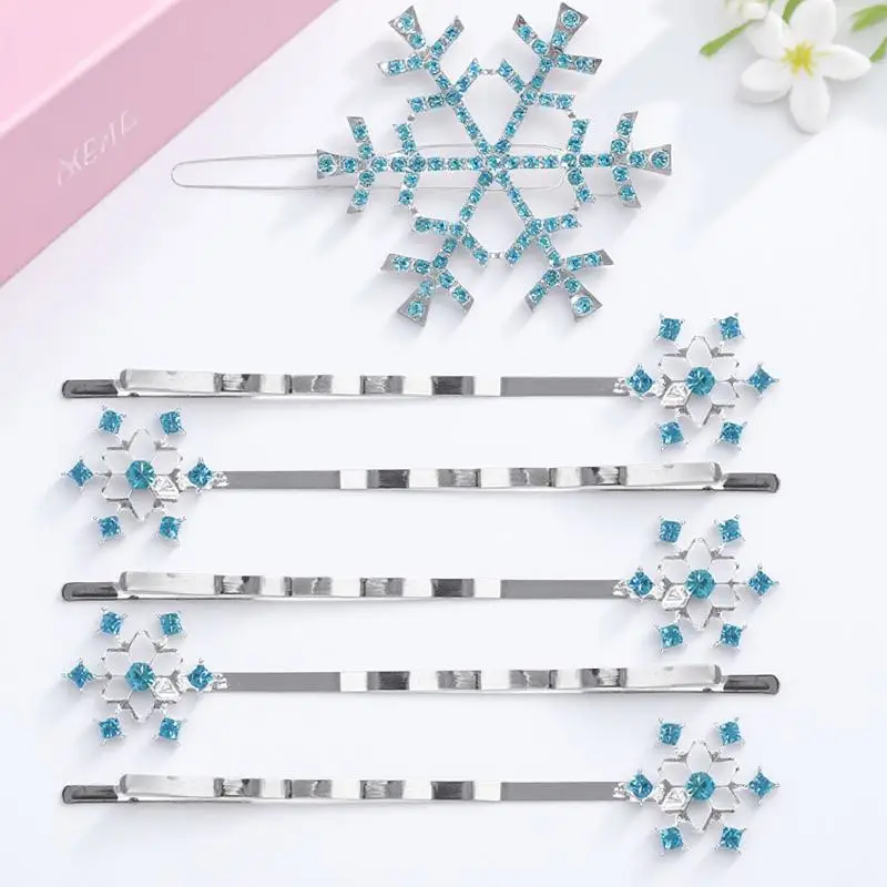 

6pcs Clips Set Durable Metal Snowflake Barrettes Kids Children Kids Hair Clip Accessories Gift Styling Aid Hairpins