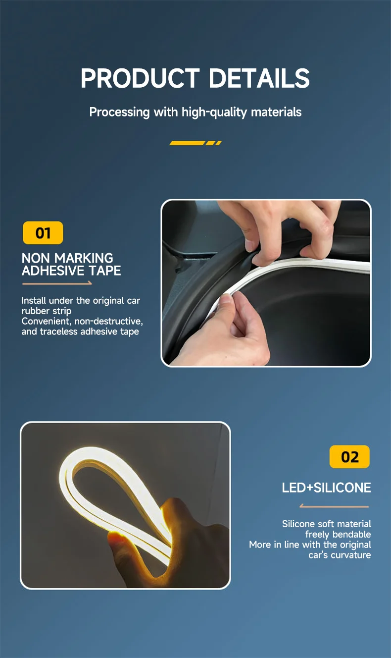Für Tesla Model YL / Y Juniper 2026 Vorderer Kofferraum Frunk LED Ambientebeleuchtung Flexibler Lichtstreifen Dekorative Lampe Auto-Zubehör – Detail 15