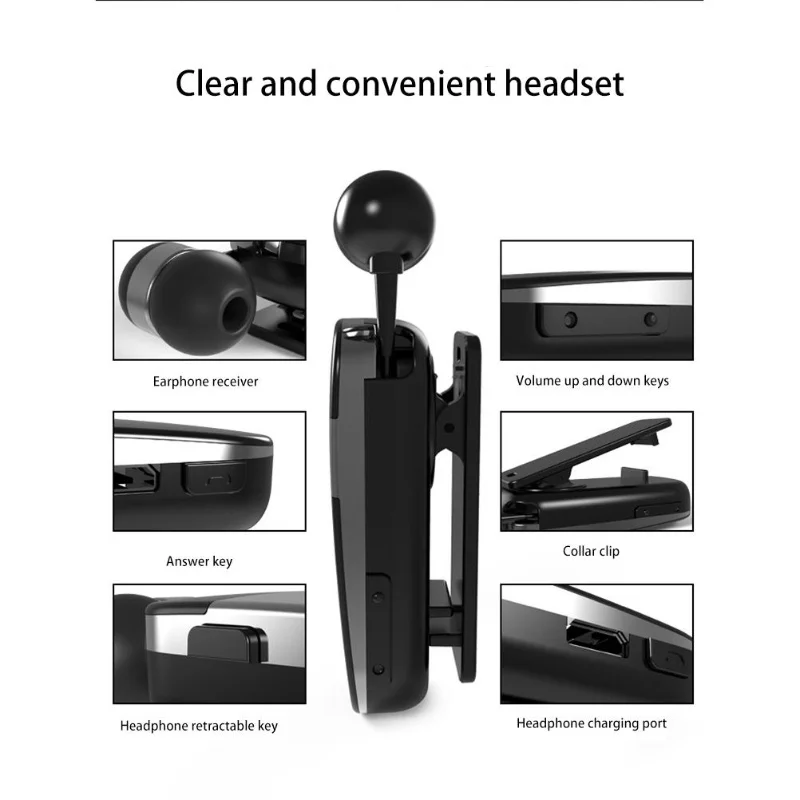 سماعة رأس بلوتوث للسيارة ذات طية صدر السترة اللاسلكية أحادية الأذن