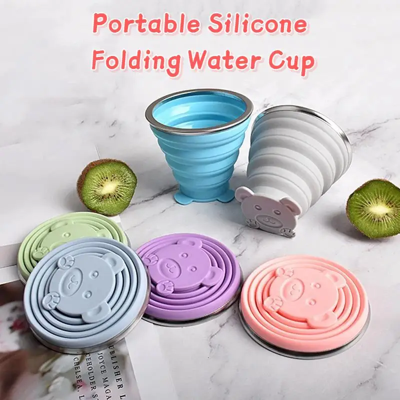 180/270/320ML Portable Silicone Folding Water Cup Heat Resistant With Lid Collapsible Outdoor Travel Drinking Mug